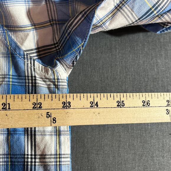 Mecca Since Day One Shirt Mens Large Blue Plaid Button Up Long Sleeve Streetwear - Picture 9 of 9